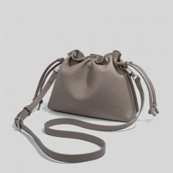 Textured Leather Bucket Bag in Neutral