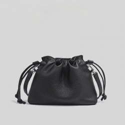 Textured Leather Bucket Bag in Neutral