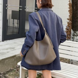 Versatile Leather Bucket Bag in Neutral