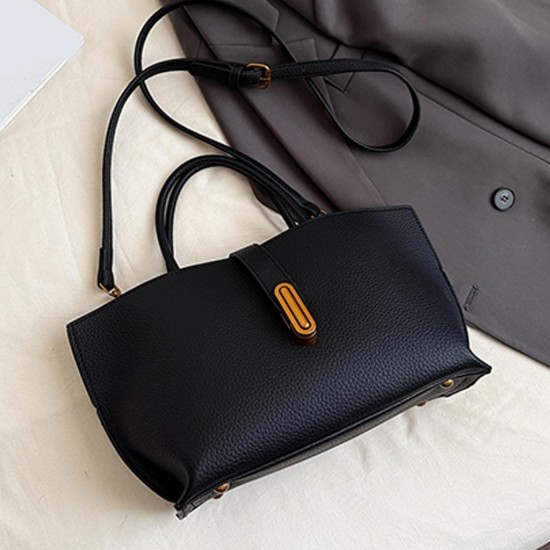 Relaxed Leather Bucket Bag in Neutral