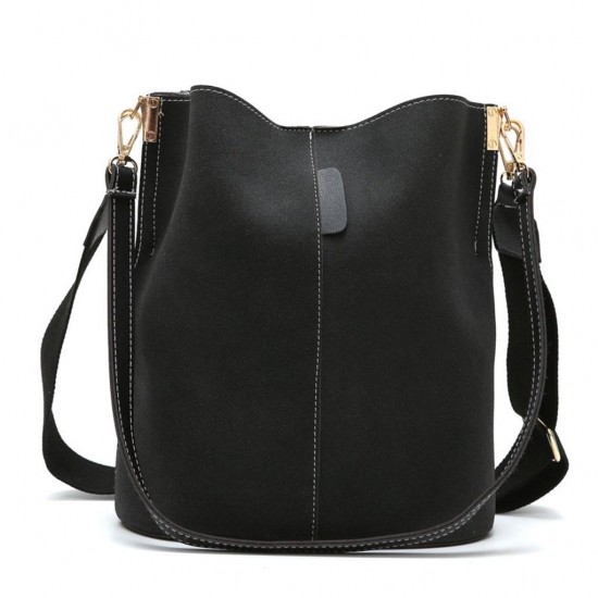 Contemporary Leather Bucket Bag in Neutral