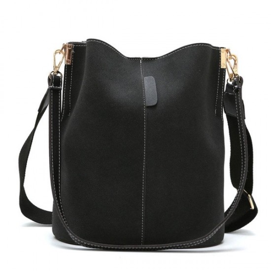 Contemporary Leather Bucket Bag in Neutral