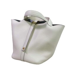 Office Ready Leather Bucket Bag in Neutral