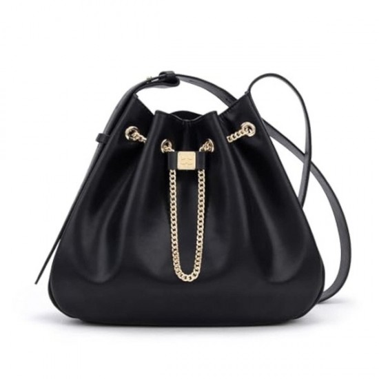 Comfort Fit Leather Bucket Bag in Neutral