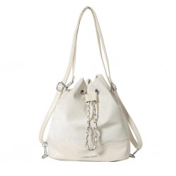 Premium Finish Leather Bucket Bag in Neutral