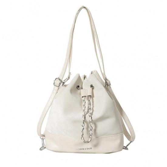 Premium Finish Leather Bucket Bag in Neutral