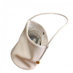 Simple Leather Bucket Bag in Neutral